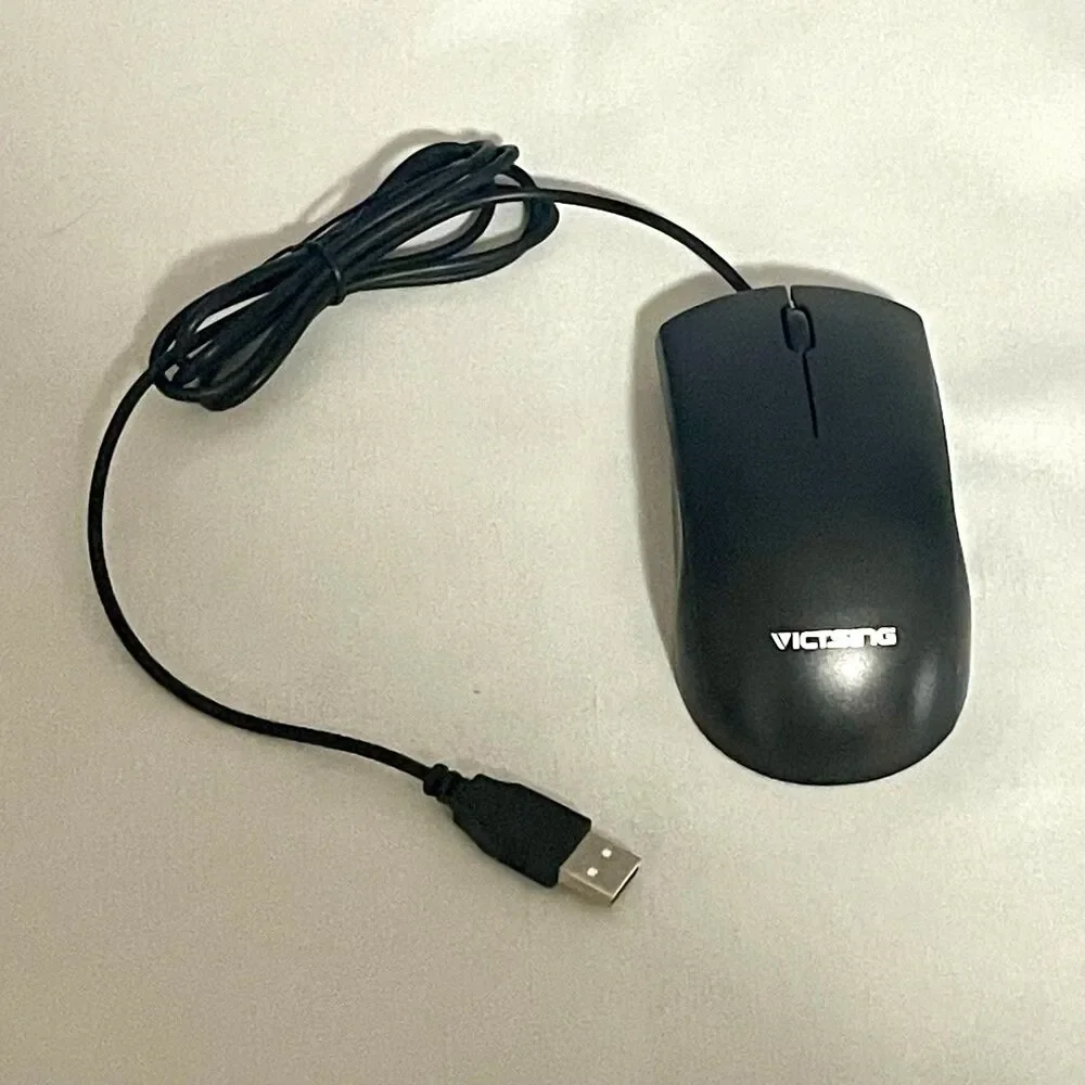 VicTsing Wired USB Optical Mouse Black Plug and Play PC Laptop